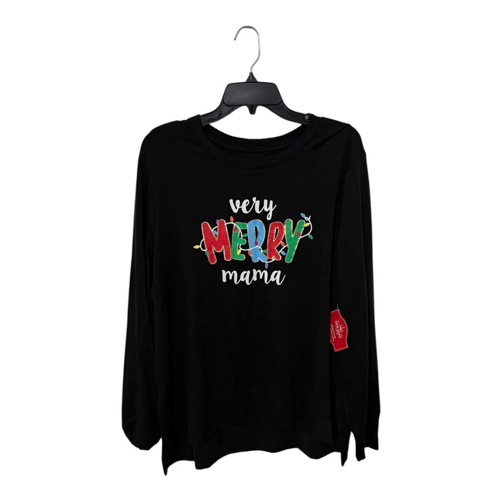 Holiday Time Very Merry Mama Sweatshirt Black Soot XL 16-18 HT44100043513F